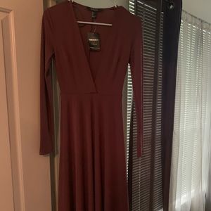Brown Low cut dress